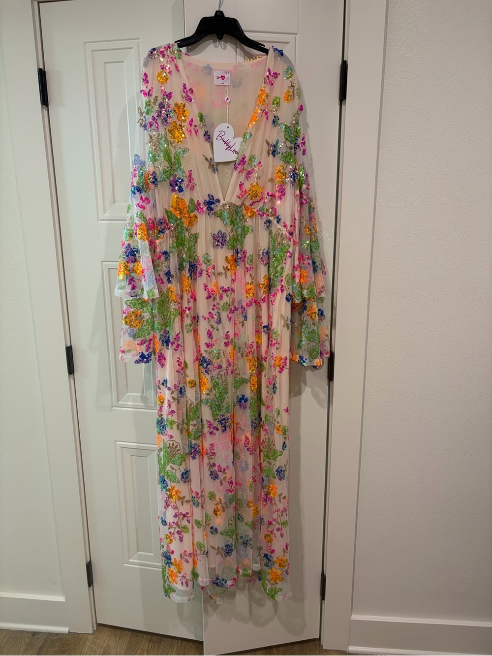 Buddy Love Floral Sequin Embroidered Maxi Dress